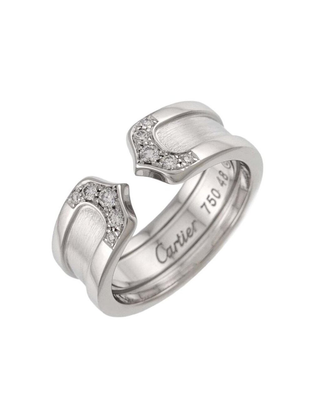 Cartier C2 Small SM 48 Ring Diamond 18K White Gold 2C